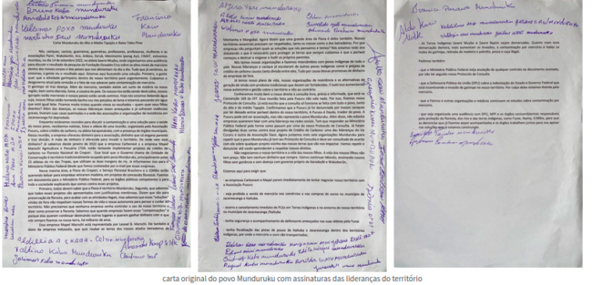 carta munduruku originalbrief der Munduruku, 16.9.2022