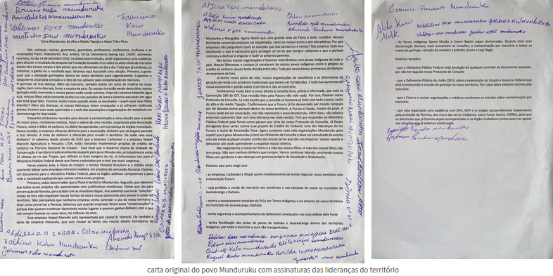 carta munduruku originalbrief der Munduruku, 16.9.2022